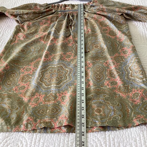 J.Crew 100% Silk Tunic Top Blouse Paisley Print Size M Tie Neckline - Picture 10 of 13